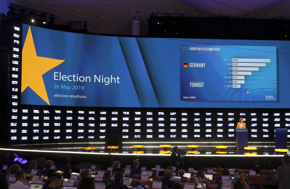 Election night at the European Parliament in Brussels